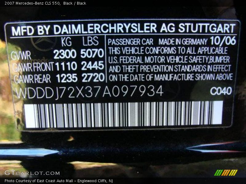 Black / Black 2007 Mercedes-Benz CLS 550