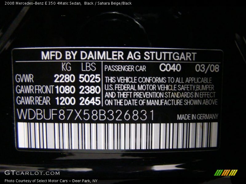 Black / Sahara Beige/Black 2008 Mercedes-Benz E 350 4Matic Sedan