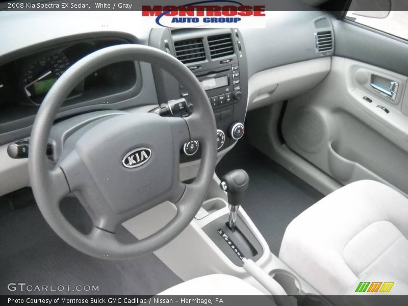 White / Gray 2008 Kia Spectra EX Sedan