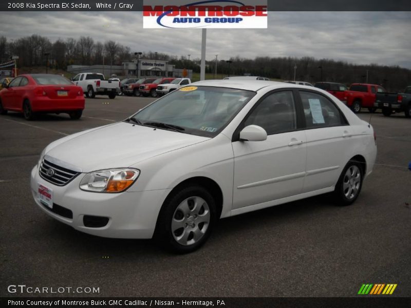 White / Gray 2008 Kia Spectra EX Sedan