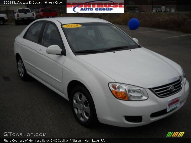 White / Gray 2008 Kia Spectra EX Sedan