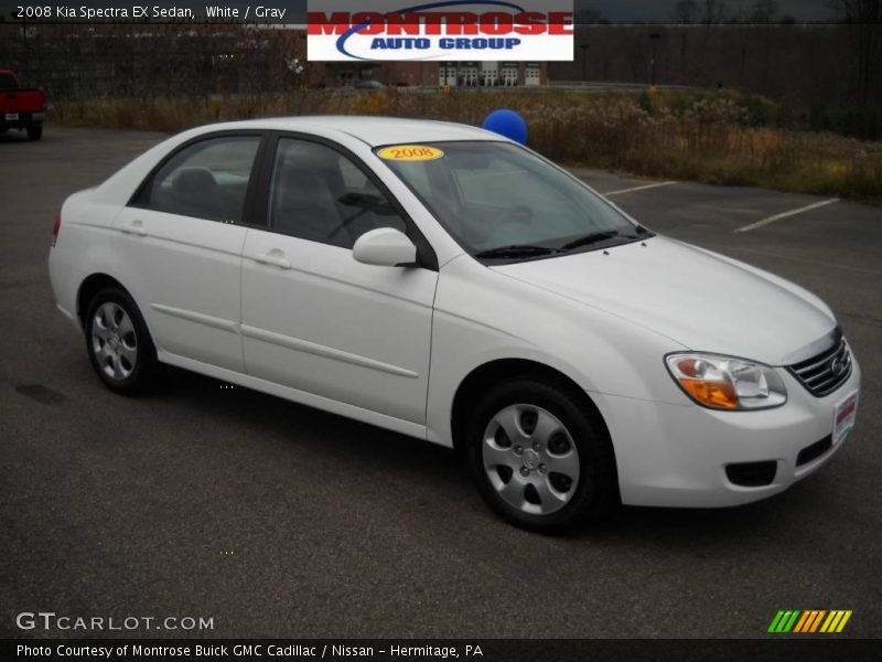 White / Gray 2008 Kia Spectra EX Sedan