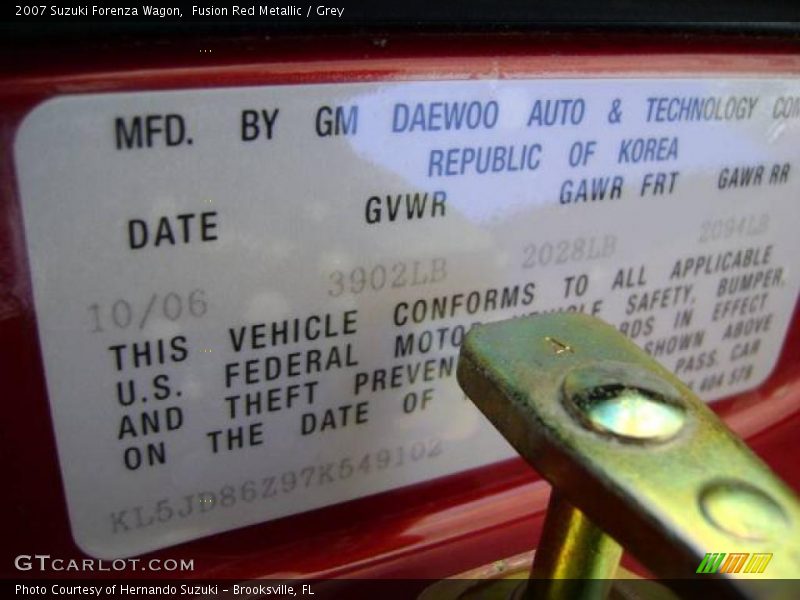 Fusion Red Metallic / Grey 2007 Suzuki Forenza Wagon