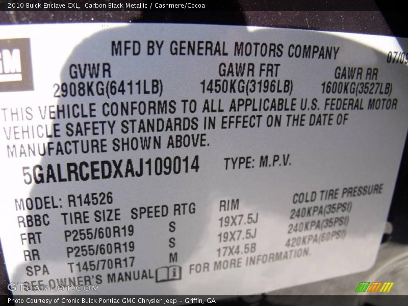 Carbon Black Metallic / Cashmere/Cocoa 2010 Buick Enclave CXL