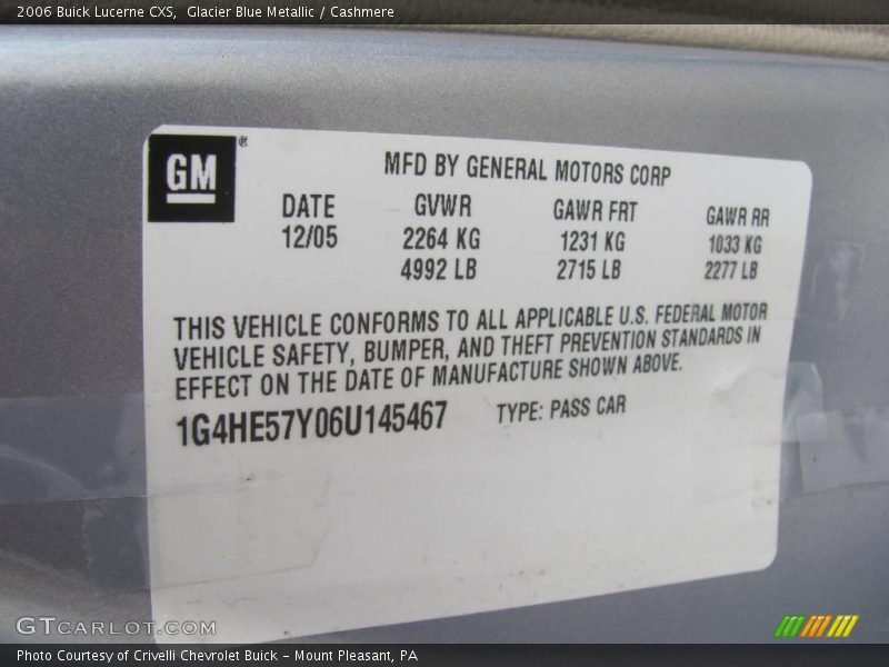Glacier Blue Metallic / Cashmere 2006 Buick Lucerne CXS
