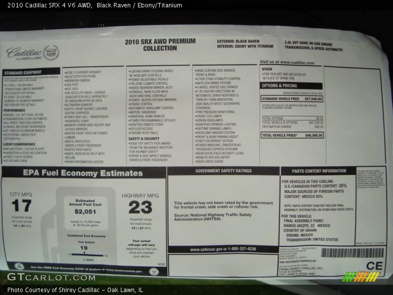 Black Raven / Ebony/Titanium 2010 Cadillac SRX 4 V6 AWD