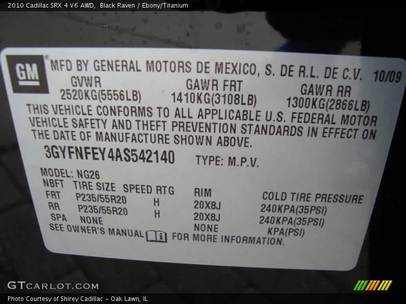 Black Raven / Ebony/Titanium 2010 Cadillac SRX 4 V6 AWD