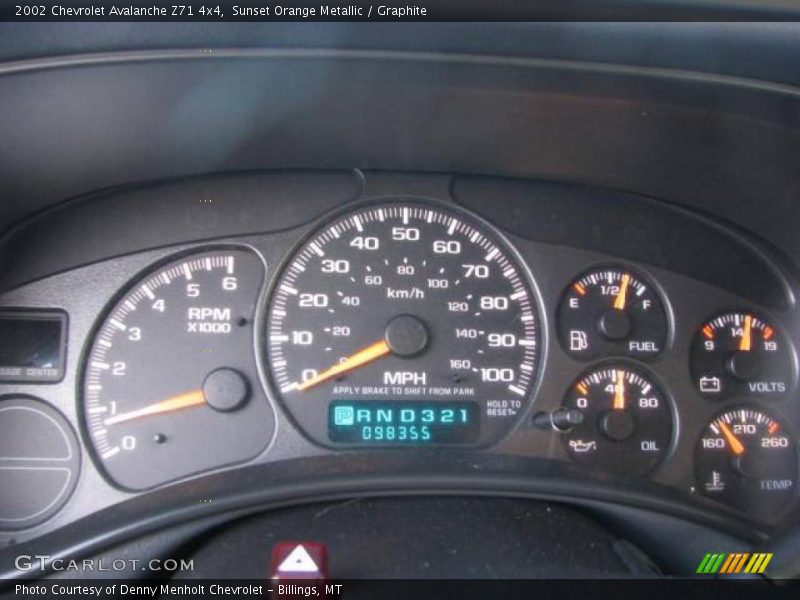 Sunset Orange Metallic / Graphite 2002 Chevrolet Avalanche Z71 4x4