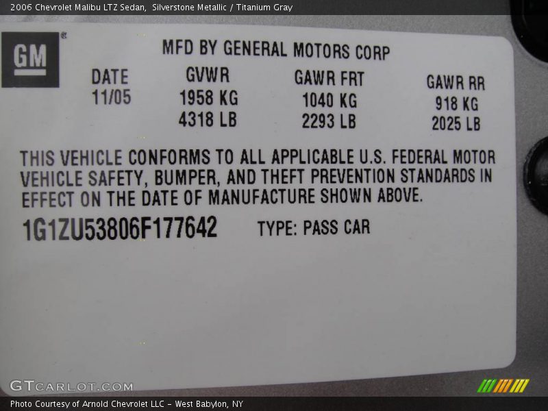 Silverstone Metallic / Titanium Gray 2006 Chevrolet Malibu LTZ Sedan