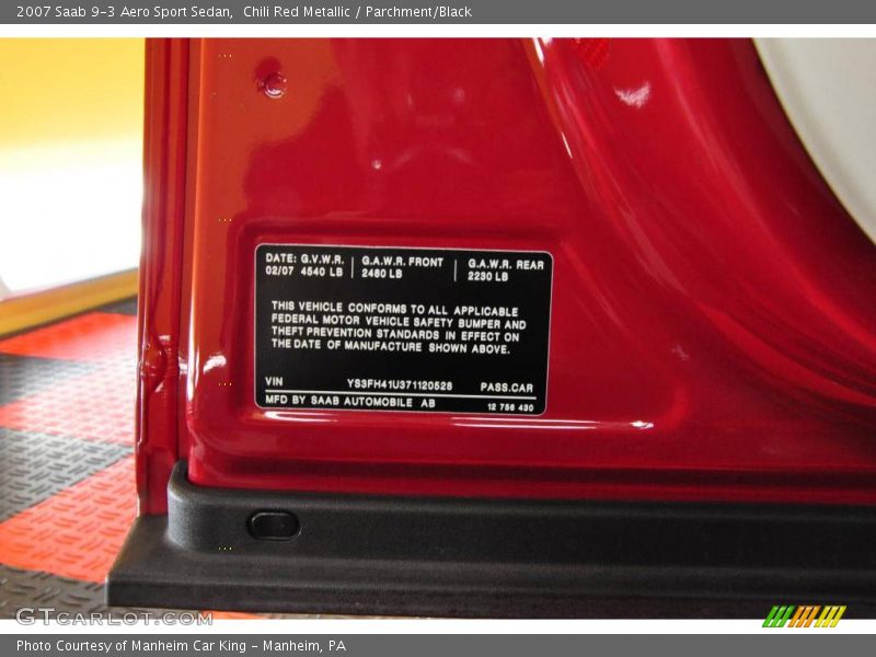 Chili Red Metallic / Parchment/Black 2007 Saab 9-3 Aero Sport Sedan