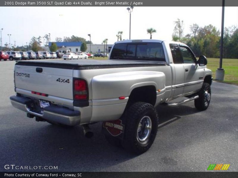Bright Silver Metallic / Agate 2001 Dodge Ram 3500 SLT Quad Cab 4x4 Dually
