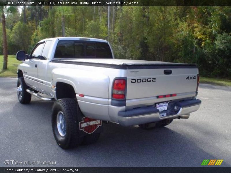 Bright Silver Metallic / Agate 2001 Dodge Ram 3500 SLT Quad Cab 4x4 Dually