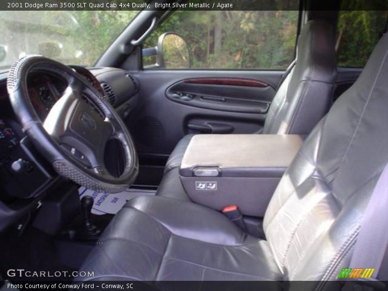 Bright Silver Metallic / Agate 2001 Dodge Ram 3500 SLT Quad Cab 4x4 Dually