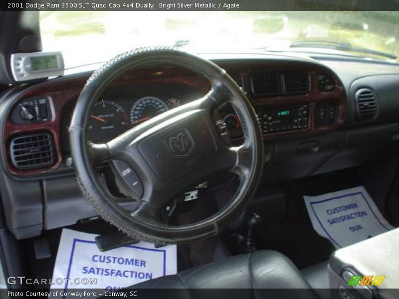 Bright Silver Metallic / Agate 2001 Dodge Ram 3500 SLT Quad Cab 4x4 Dually