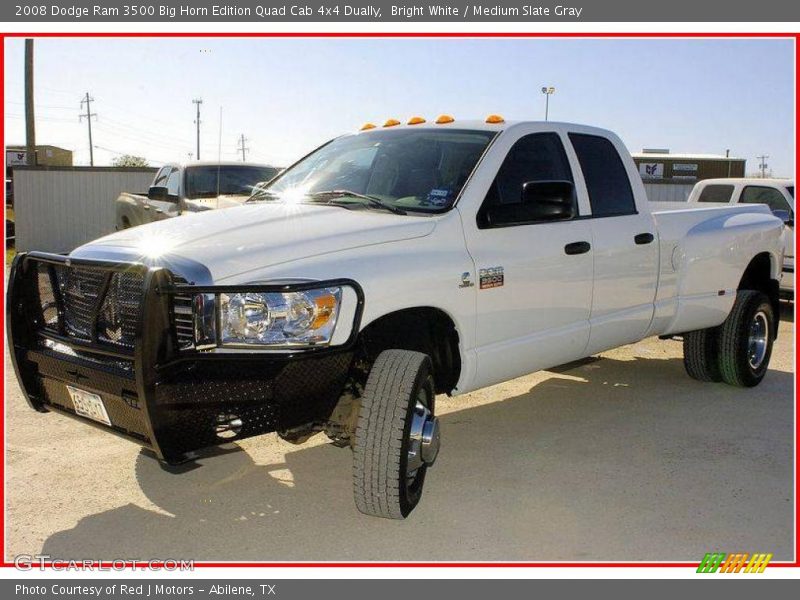Bright White / Medium Slate Gray 2008 Dodge Ram 3500 Big Horn Edition Quad Cab 4x4 Dually