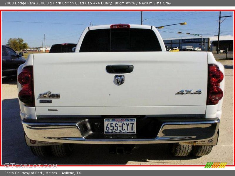 Bright White / Medium Slate Gray 2008 Dodge Ram 3500 Big Horn Edition Quad Cab 4x4 Dually