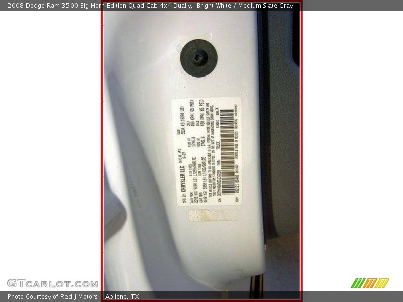 Bright White / Medium Slate Gray 2008 Dodge Ram 3500 Big Horn Edition Quad Cab 4x4 Dually