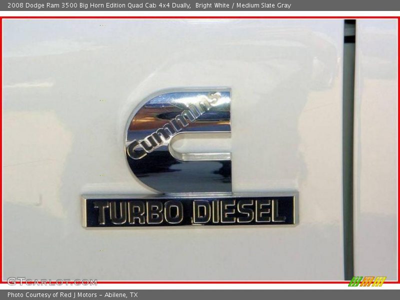 Bright White / Medium Slate Gray 2008 Dodge Ram 3500 Big Horn Edition Quad Cab 4x4 Dually