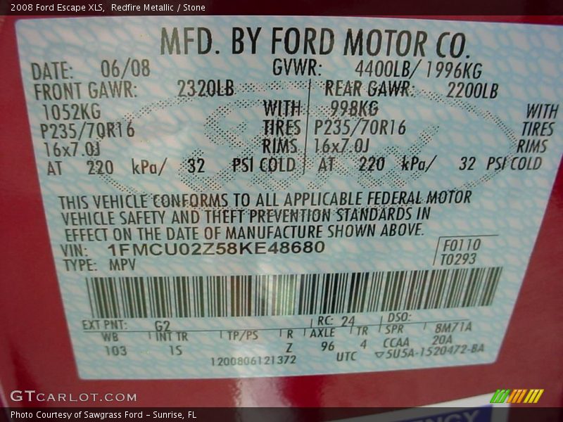 Redfire Metallic / Stone 2008 Ford Escape XLS