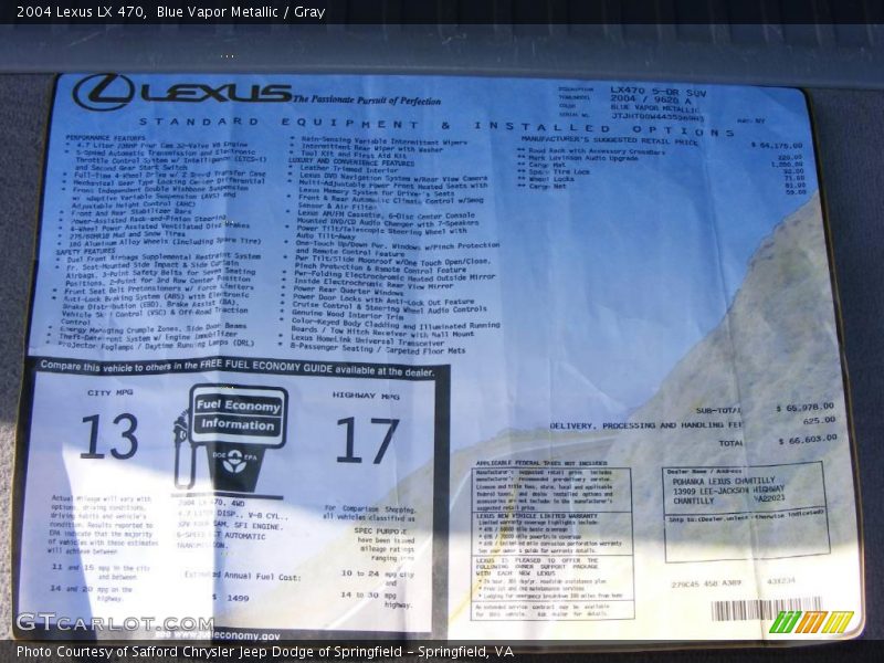 Blue Vapor Metallic / Gray 2004 Lexus LX 470