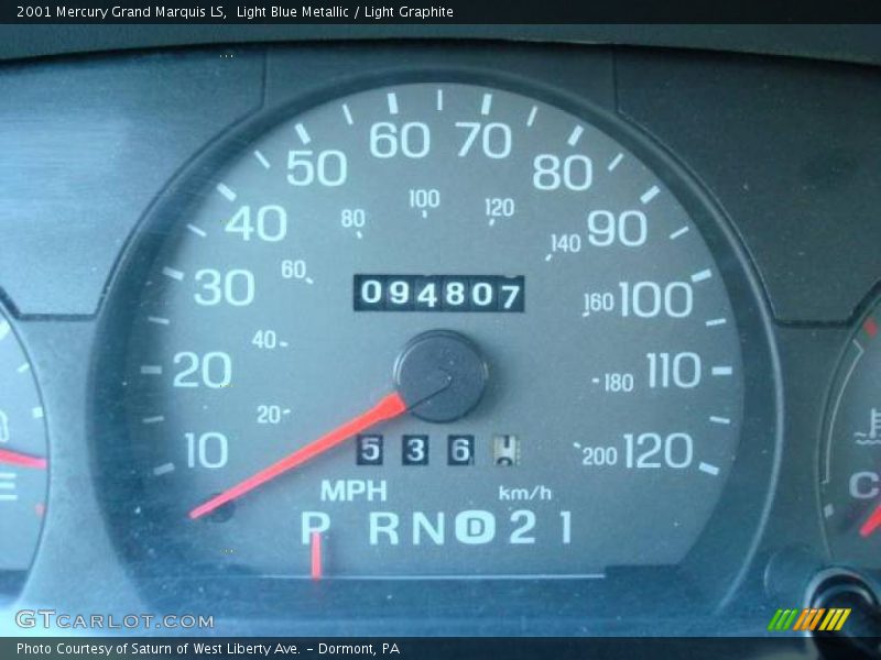 Light Blue Metallic / Light Graphite 2001 Mercury Grand Marquis LS