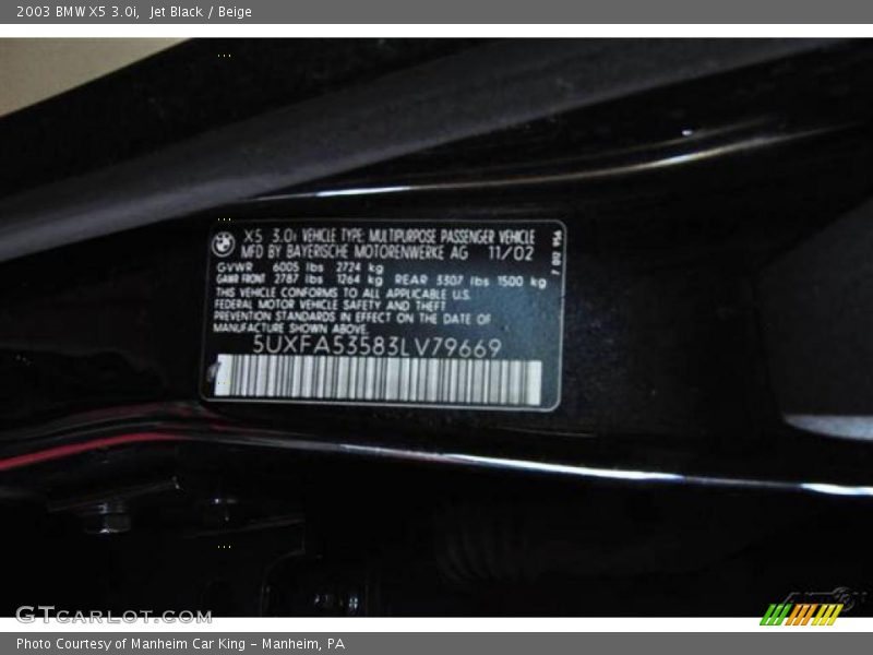 Jet Black / Beige 2003 BMW X5 3.0i