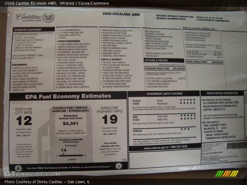 Infrared / Cocoa/Cashmere 2009 Cadillac Escalade AWD