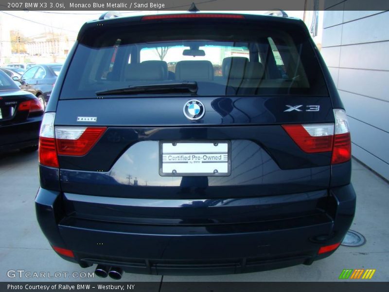 Monaco Blue Metallic / Sand Beige 2007 BMW X3 3.0si