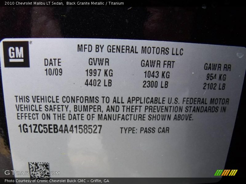 Black Granite Metallic / Titanium 2010 Chevrolet Malibu LT Sedan