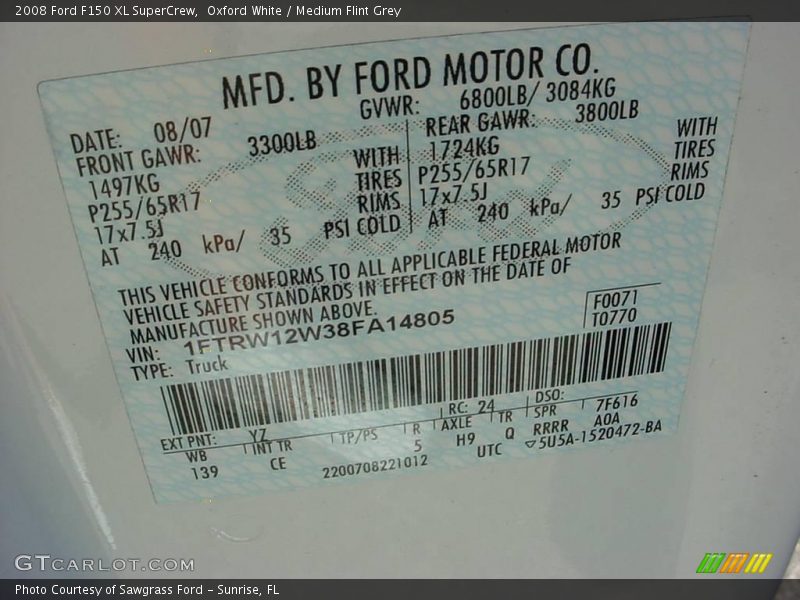 Oxford White / Medium Flint Grey 2008 Ford F150 XL SuperCrew