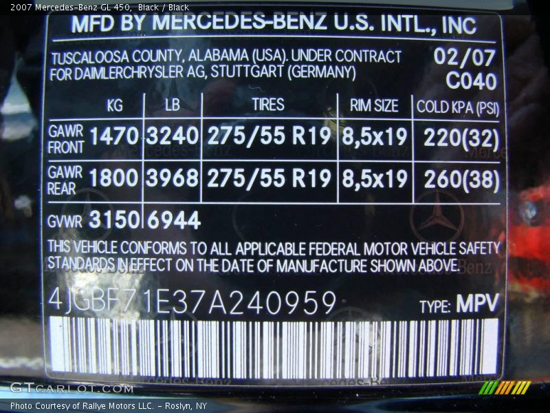 Black / Black 2007 Mercedes-Benz GL 450