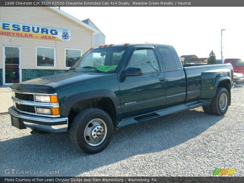 Meadow Green Metallic / Neutral 1998 Chevrolet C/K 3500 K3500 Cheyenne Extended Cab 4x4 Dually