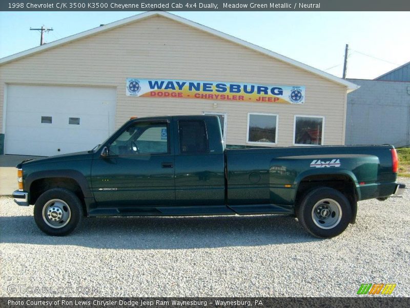 Meadow Green Metallic / Neutral 1998 Chevrolet C/K 3500 K3500 Cheyenne Extended Cab 4x4 Dually