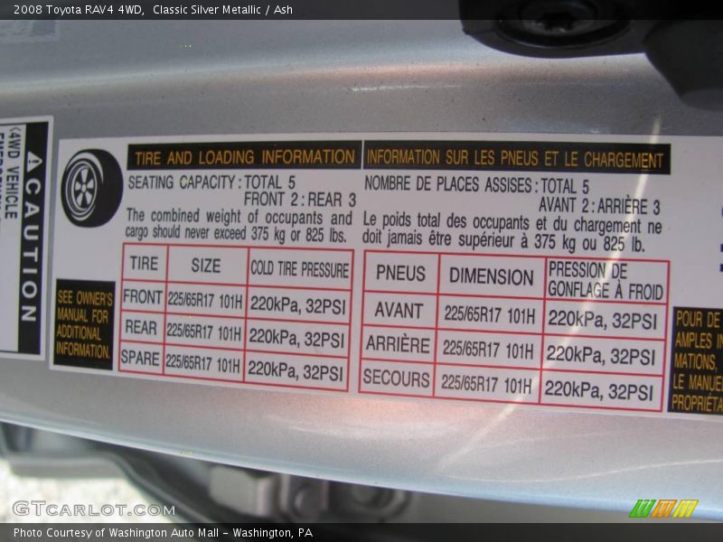 Classic Silver Metallic / Ash 2008 Toyota RAV4 4WD