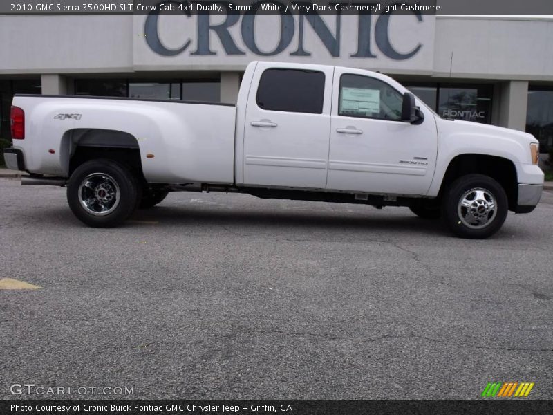 Summit White / Very Dark Cashmere/Light Cashmere 2010 GMC Sierra 3500HD SLT Crew Cab 4x4 Dually