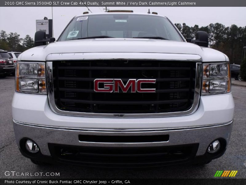 Summit White / Very Dark Cashmere/Light Cashmere 2010 GMC Sierra 3500HD SLT Crew Cab 4x4 Dually