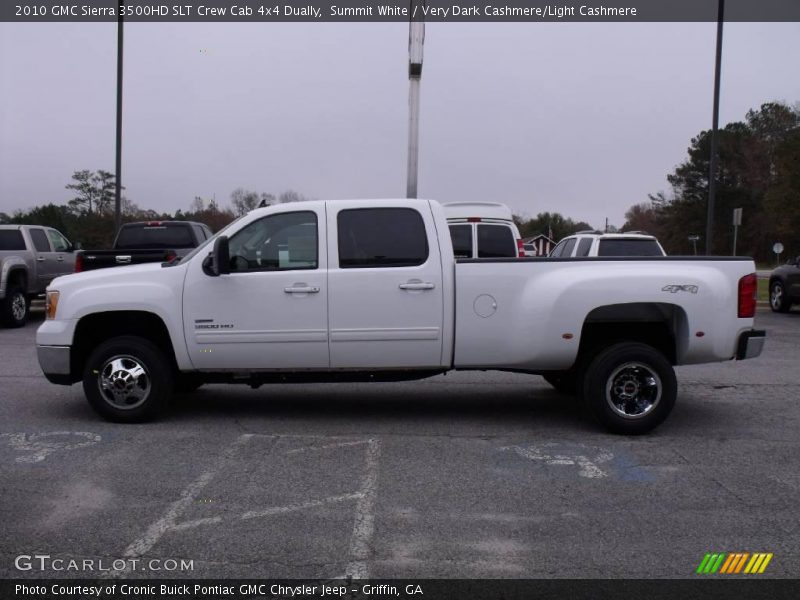 Summit White / Very Dark Cashmere/Light Cashmere 2010 GMC Sierra 3500HD SLT Crew Cab 4x4 Dually