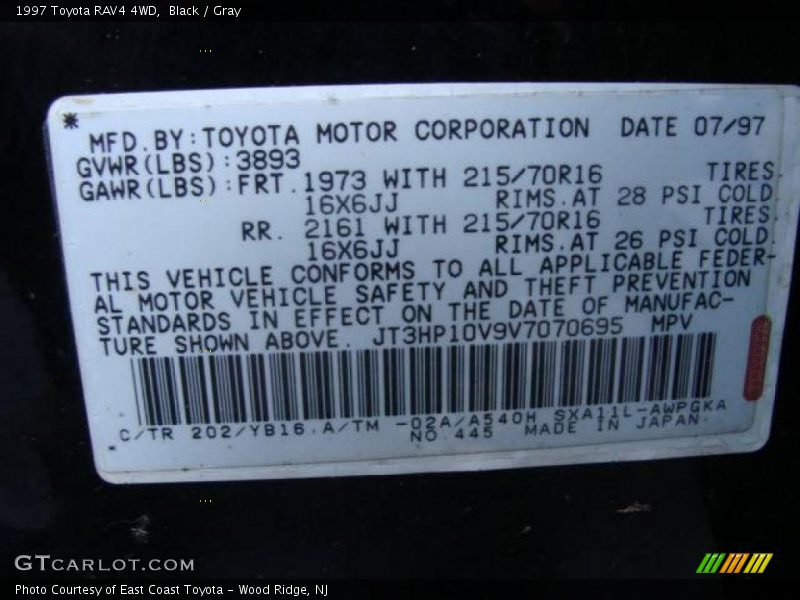Black / Gray 1997 Toyota RAV4 4WD