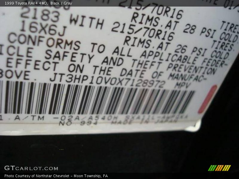 Black / Gray 1999 Toyota RAV4 4WD