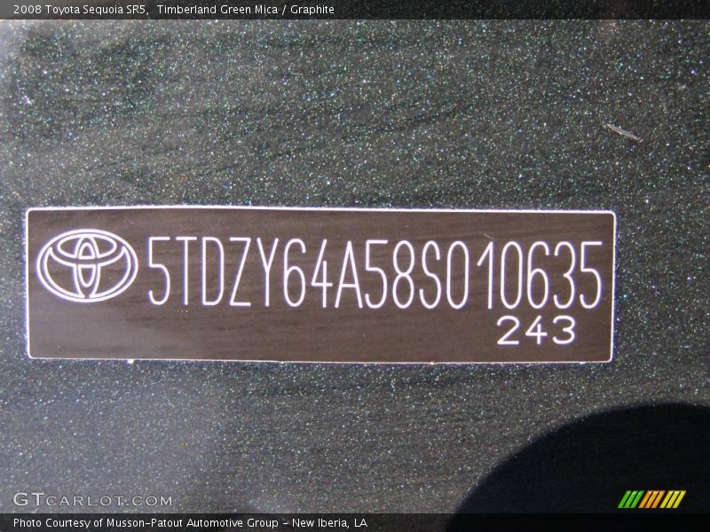Timberland Green Mica / Graphite 2008 Toyota Sequoia SR5