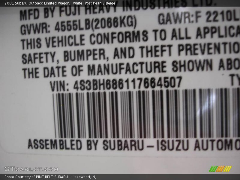 White Frost Pearl / Beige 2001 Subaru Outback Limited Wagon