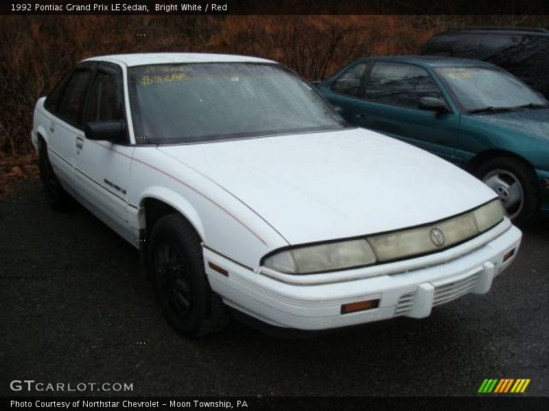 Bright White / Red 1992 Pontiac Grand Prix LE Sedan