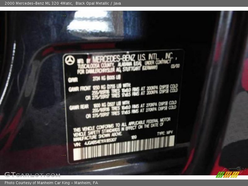 Black Opal Metallic / Java 2000 Mercedes-Benz ML 320 4Matic