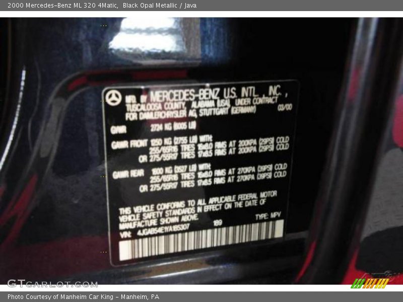 Black Opal Metallic / Java 2000 Mercedes-Benz ML 320 4Matic