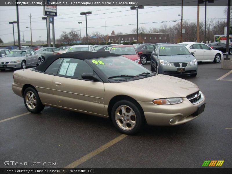 Champagne Pearl Metallic / Agate Black 1998 Chrysler Sebring JXi Convertible