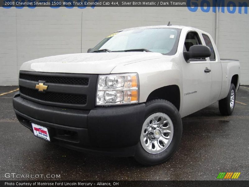 Silver Birch Metallic / Dark Titanium 2008 Chevrolet Silverado 1500 Work Truck Extended Cab 4x4