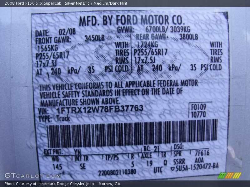 Silver Metallic / Medium/Dark Flint 2008 Ford F150 STX SuperCab