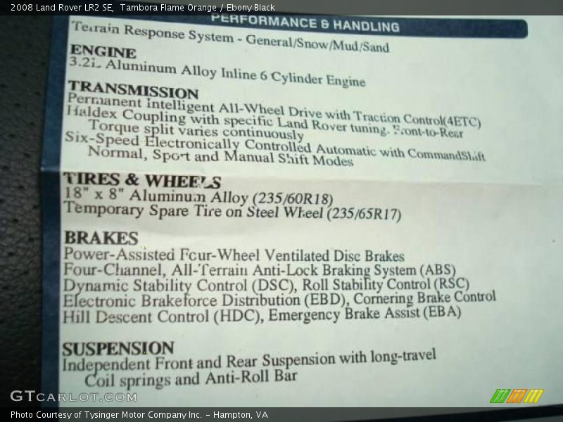 Tambora Flame Orange / Ebony Black 2008 Land Rover LR2 SE