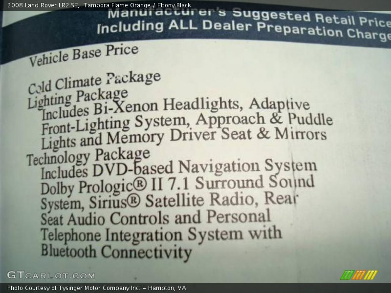 Tambora Flame Orange / Ebony Black 2008 Land Rover LR2 SE