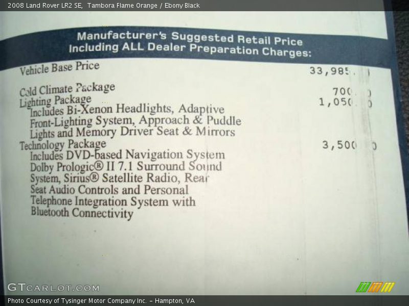 Tambora Flame Orange / Ebony Black 2008 Land Rover LR2 SE